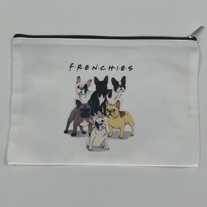 Canvas Zipper Cosmetic Bag with Cute Dog Print Design, Lightweight.
